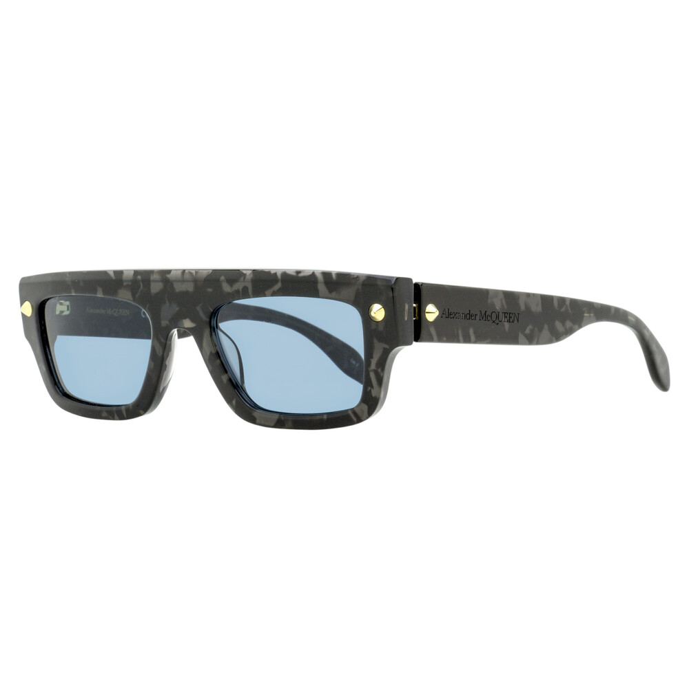 Alexander McQueen Flat Top Rectangular Sunglasses AM0427S 003 Gray Havana 52mm